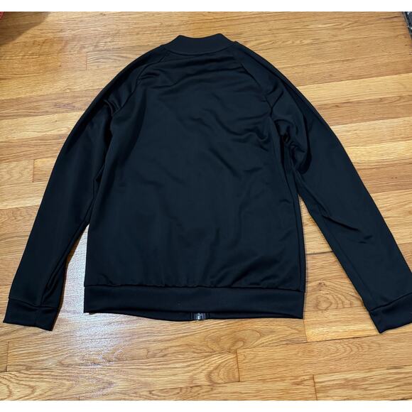 Adidas Size Medium Tracksuit Sweater Black and Black Stripes Striped Jacket - Picture 7 of 8
